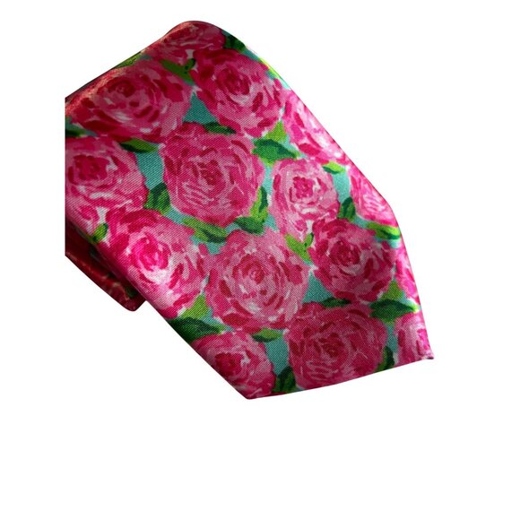 Pink Floral Microfiber Handmade Tie For Men - Picture 4 of 7